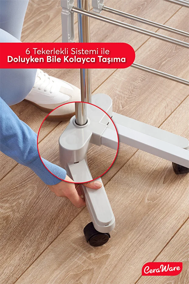 Home S4 Premium 4 Katlı Çamaşırlık Made in Korea Tam Katlanır Tekerlekli Çamaşır Kurutmalık